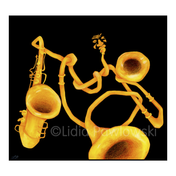 Jazz #3, Illustration, Acrylic on Paper